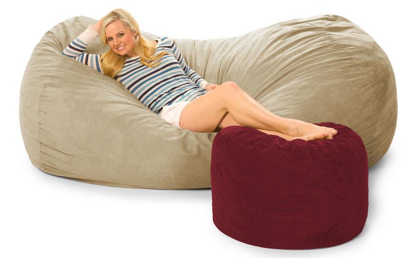 Chill Sack Giant 7.5 ft Bean Bag Lounger, Red Pebble